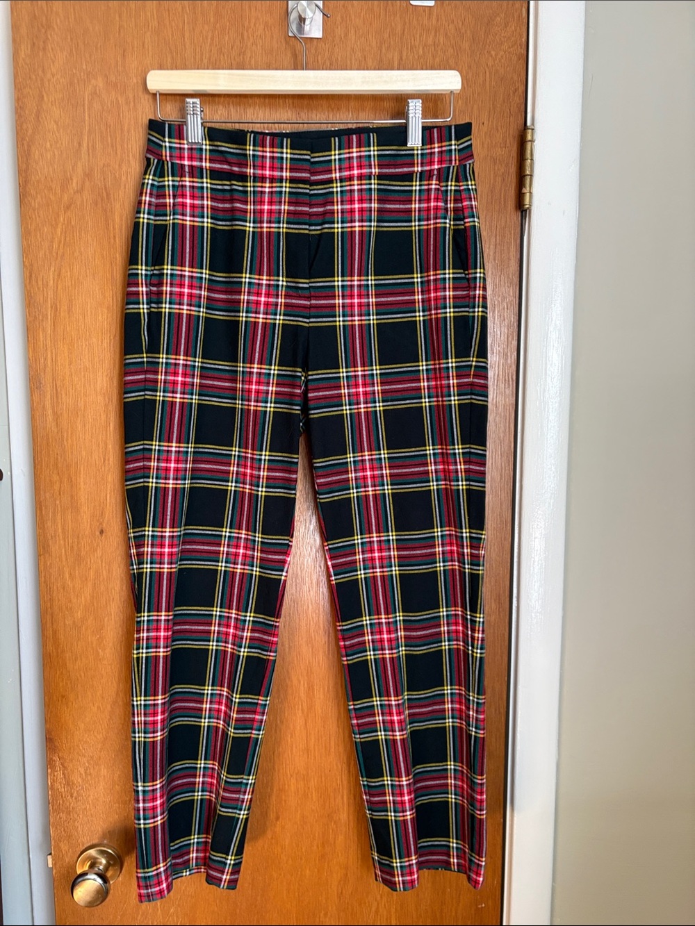 J. Crew Factory Black Red Plaid Chinos